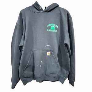 Carhartt K121 Black Hoodie Mens L Original Fit Workwear Evergreen Tree